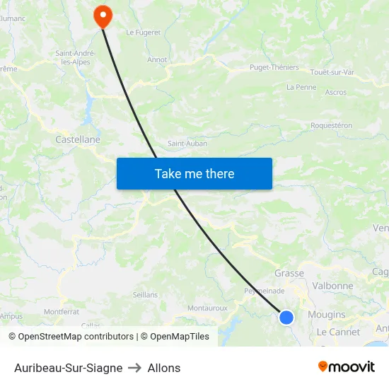 Auribeau-Sur-Siagne to Allons map