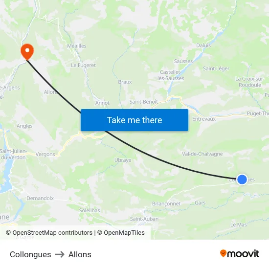 Collongues to Allons map