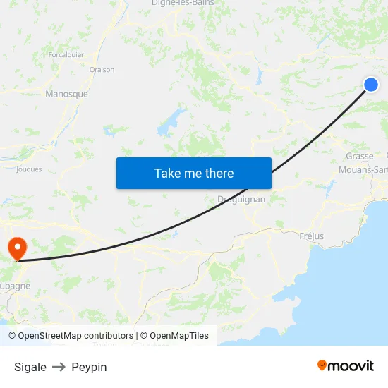 Sigale to Peypin map