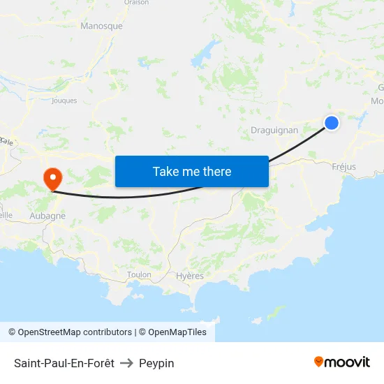 Saint-Paul-En-Forêt to Peypin map