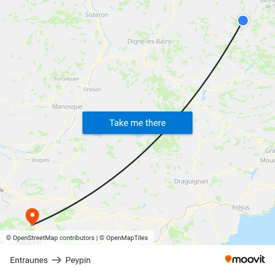 Entraunes to Peypin map