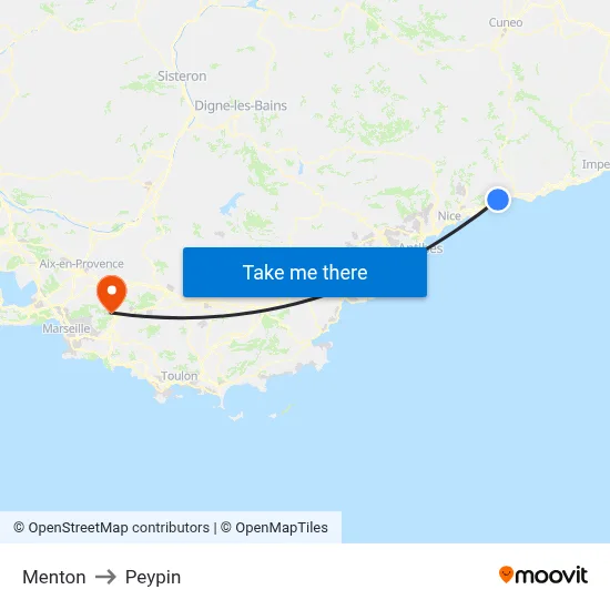 Menton to Peypin map