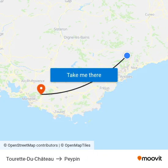 Tourette-Du-Château to Peypin map