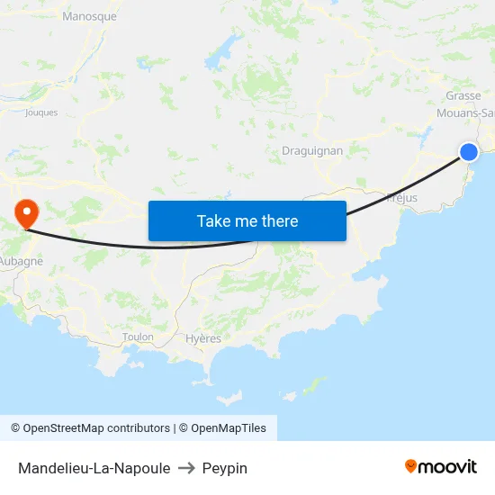 Mandelieu-La-Napoule to Peypin map