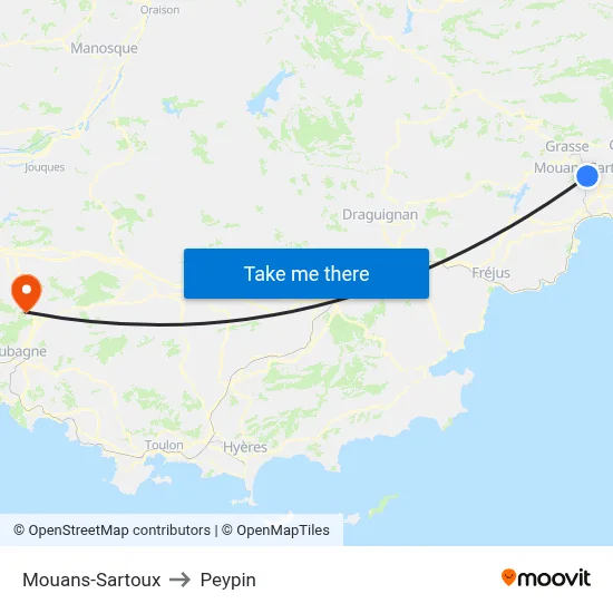 Mouans-Sartoux to Peypin map