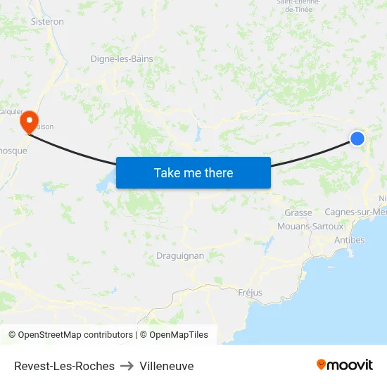 Revest-Les-Roches to Villeneuve map