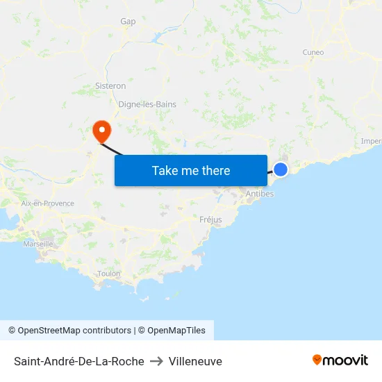 Saint-André-De-La-Roche to Villeneuve map