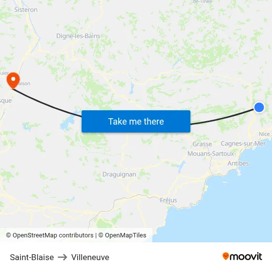 Saint-Blaise to Villeneuve map