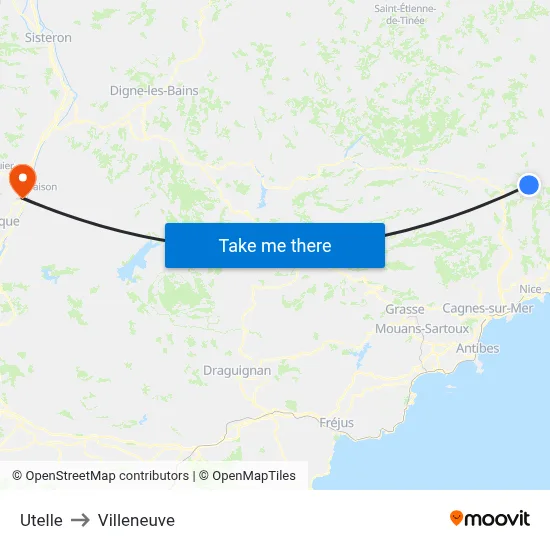 Utelle to Villeneuve map