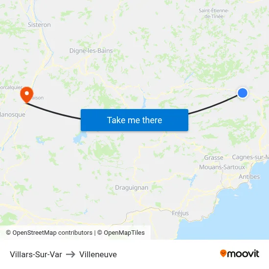 Villars-Sur-Var to Villeneuve map