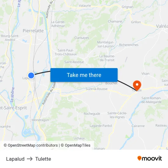 Lapalud to Tulette map