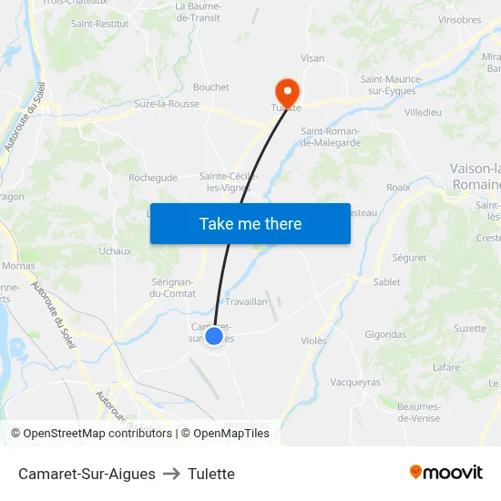 Camaret-Sur-Aigues to Tulette map