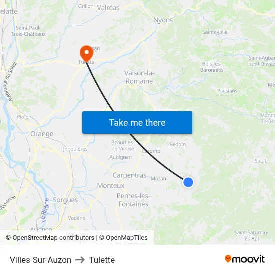 Villes-Sur-Auzon to Tulette map