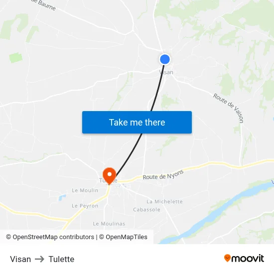 Visan to Tulette map