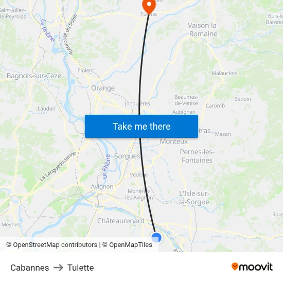 Cabannes to Tulette map