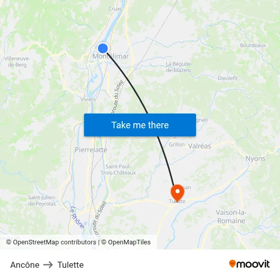 Ancône to Tulette map