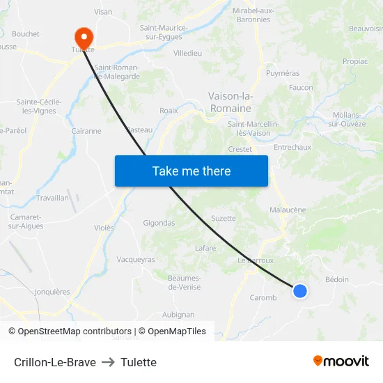 Crillon-Le-Brave to Tulette map
