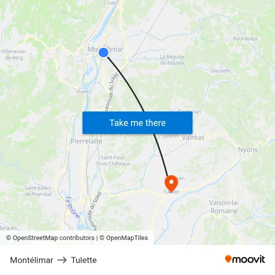 Montélimar to Tulette map