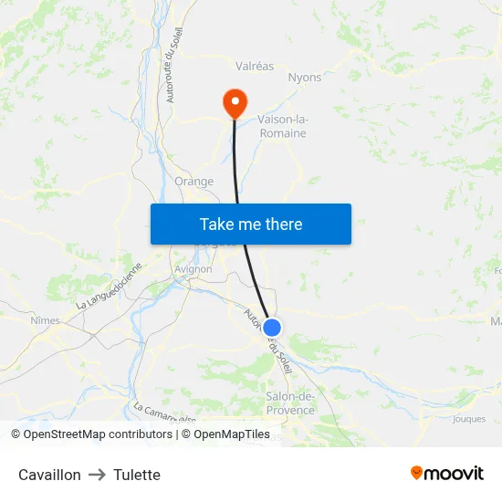 Cavaillon to Tulette map