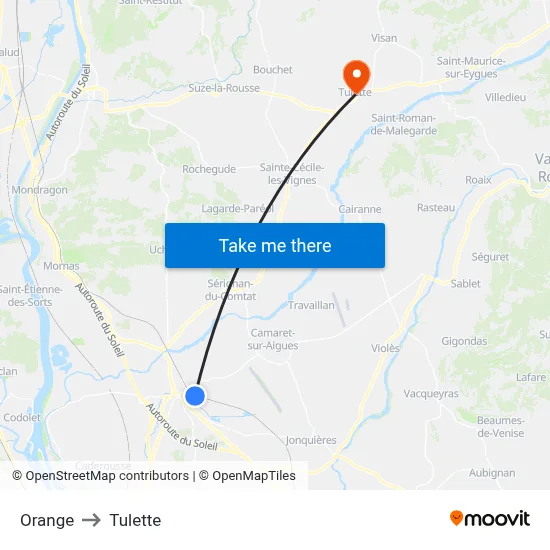 Orange to Tulette map