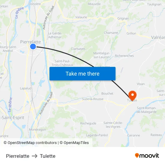 Pierrelatte to Tulette map
