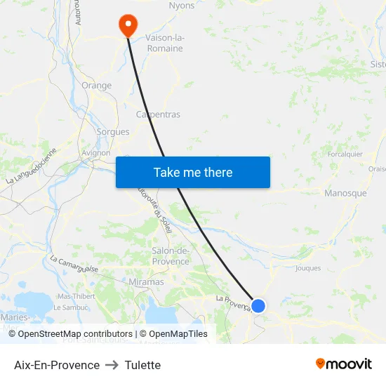Aix-En-Provence to Tulette map