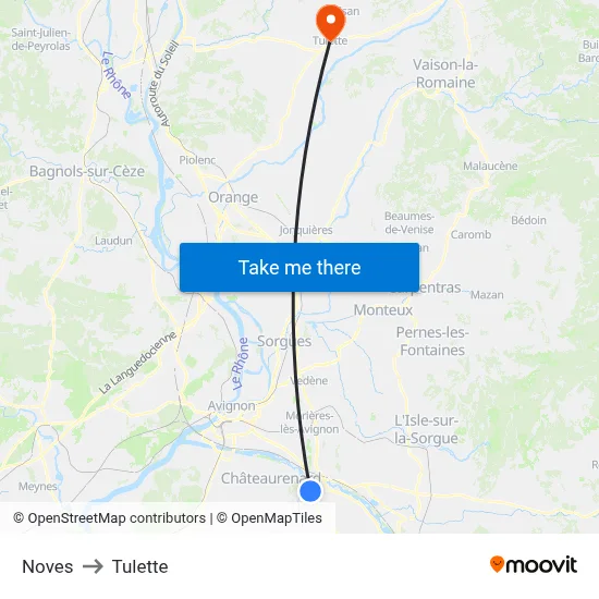 Noves to Tulette map