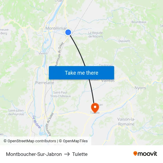 Montboucher-Sur-Jabron to Tulette map