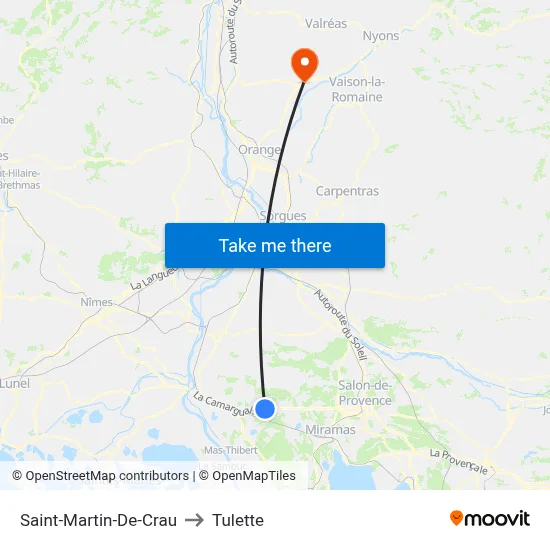 Saint-Martin-De-Crau to Tulette map