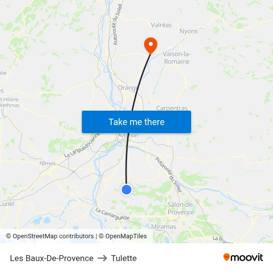 Les Baux-De-Provence to Tulette map
