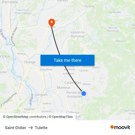 Saint-Didier to Tulette map