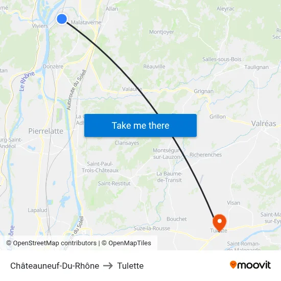 Châteauneuf-Du-Rhône to Tulette map