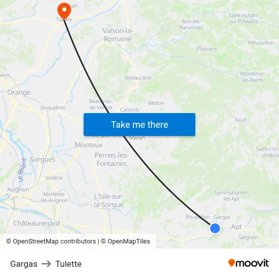 Gargas to Tulette map