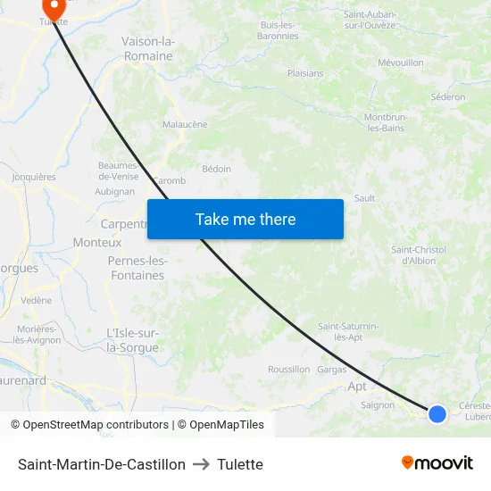 Saint-Martin-De-Castillon to Tulette map