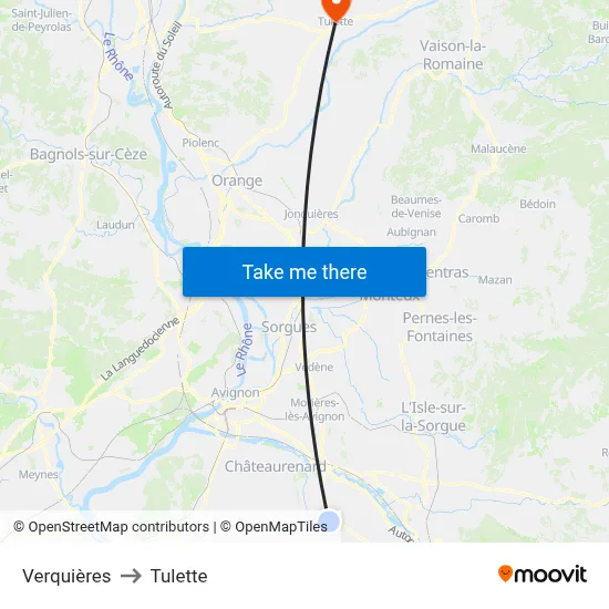 Verquières to Tulette map