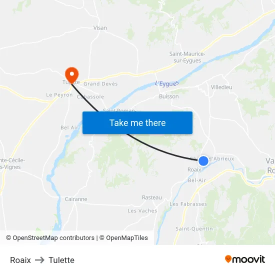 Roaix to Tulette map