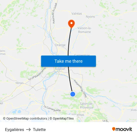 Eygalières to Tulette map