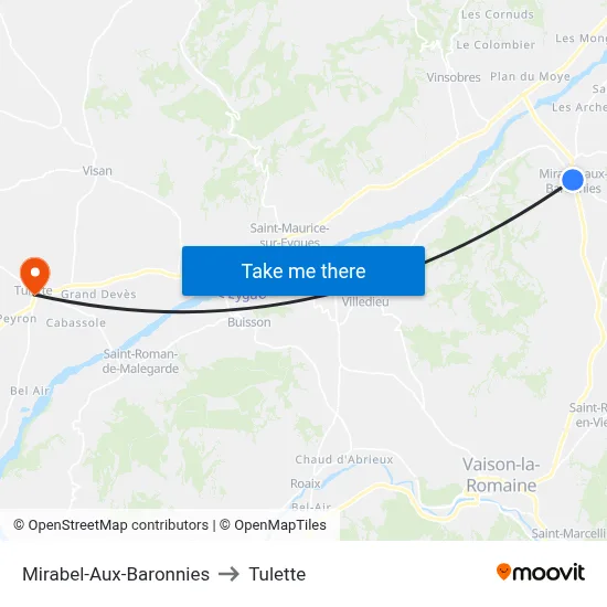 Mirabel-Aux-Baronnies to Tulette map