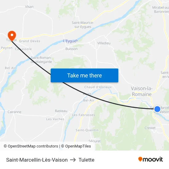 Saint-Marcellin-Lès-Vaison to Tulette map