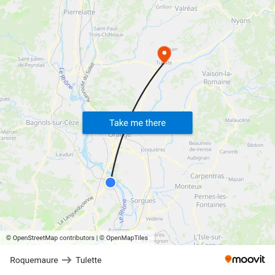 Roquemaure to Tulette map