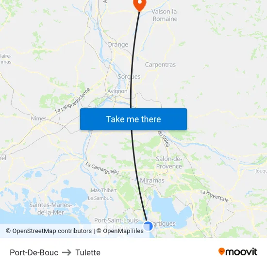 Port-De-Bouc to Tulette map