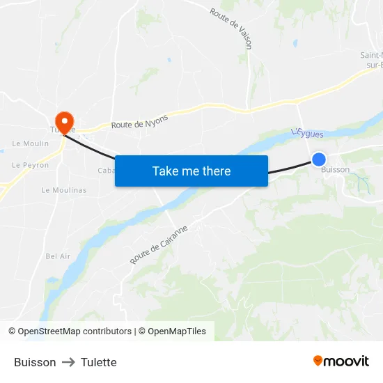 Buisson to Tulette map