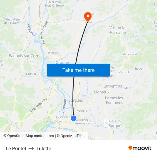 Le Pontet to Tulette map