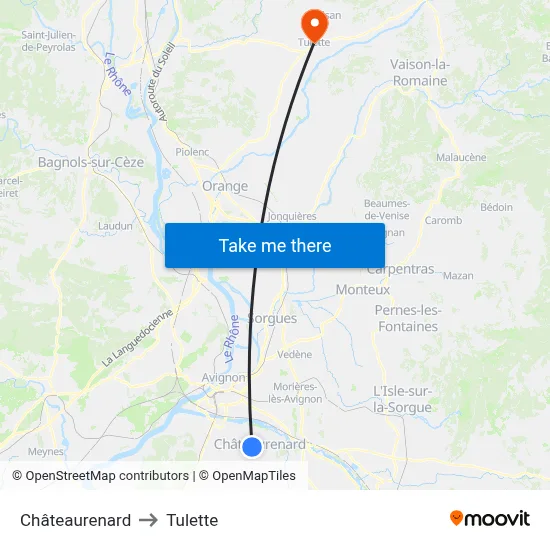 Châteaurenard to Tulette map