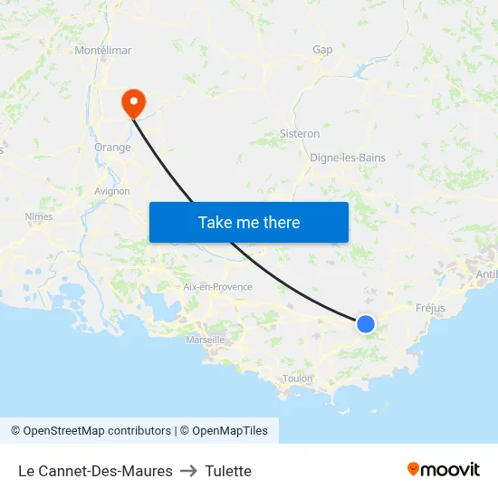 Le Cannet-Des-Maures to Tulette map