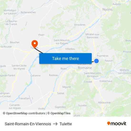 Saint-Romain-En-Viennois to Tulette map