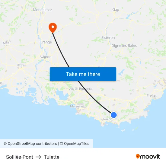 Solliès-Pont to Tulette map