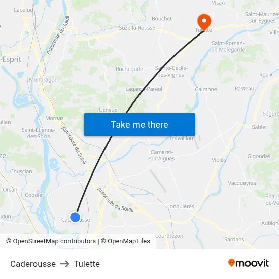 Caderousse to Tulette map