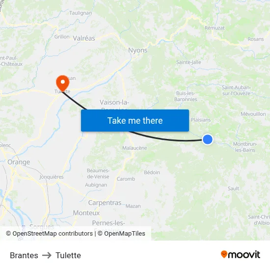 Brantes to Tulette map