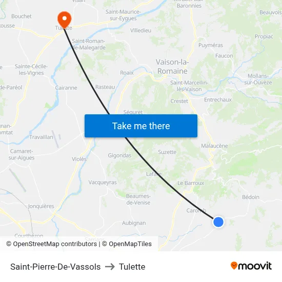 Saint-Pierre-De-Vassols to Tulette map